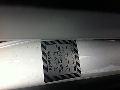 What's does this recall sticker mean? Got it after first service-image-jpg