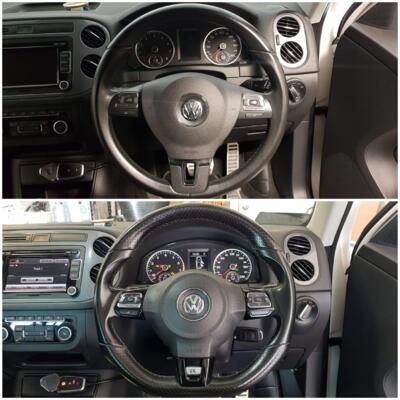 Flappy paddles  steering wheel in Tiguan.-image-jpg